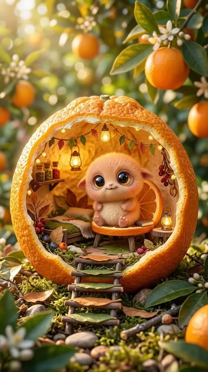 魔法森林水果小屋:超可爱奇幻生物微距摄影